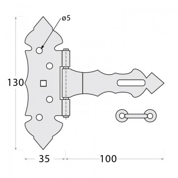 Dekorativ Kreuzgehänge Scharniere Ladenband Schwarz - ZBZ DMX - 2