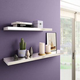 Regalbrett Wandregal Schweberegal - FSG, 59,5x23,5 cm - weiß hochglanz Velano - 8