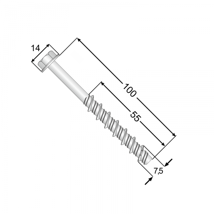 Betonschrauben Sechskant- Betonschraube 7,5mm - 50 Stk - PBW DMX - 6