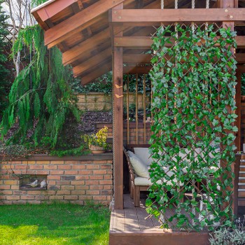 Künstliche Efeu-Hecke Sichtschutzzaun Künstliche Blätter 100cm - GMLS 1 Grindi - 4