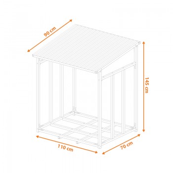 Kaminholzregal Kaminholzständer Holzaufbewahrung 110x70x145 - Rakau I Grindi - 8