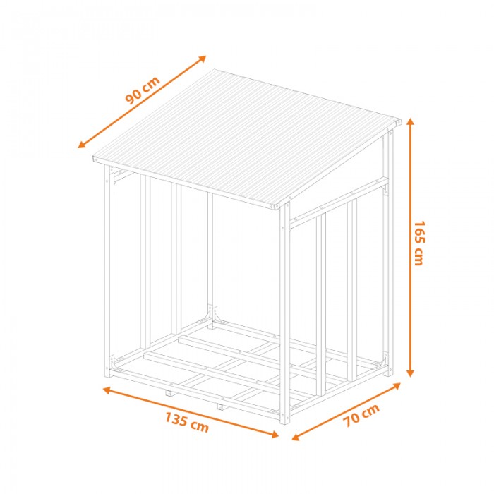 Kaminholzregal Kaminholzständer Holzaufbewahrung 135x70x165 - Rakau II Grindi - 8