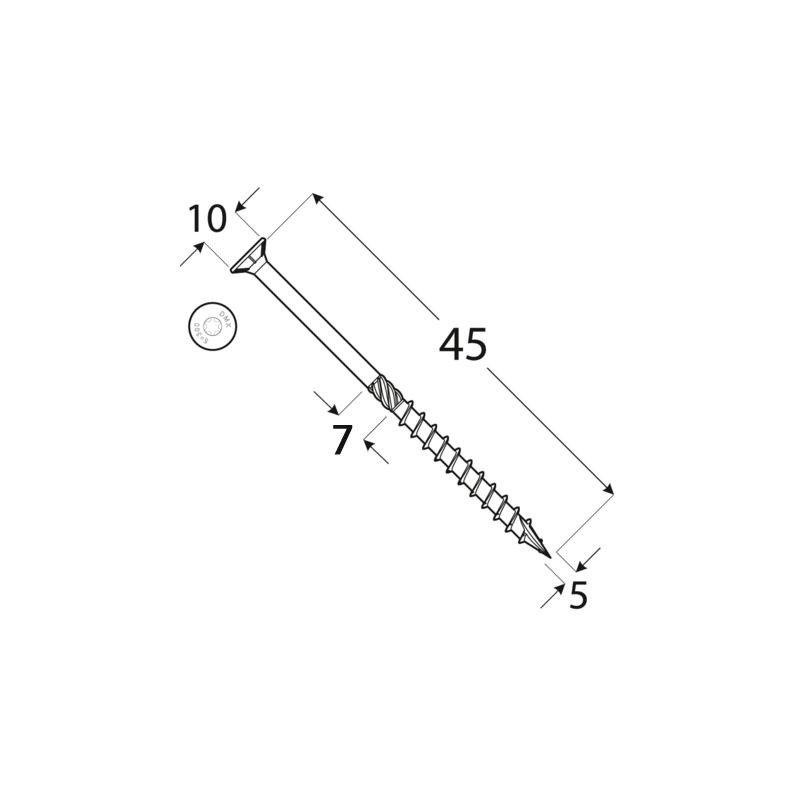 Holzbauschrauben mit Senkkopf CS - 5mm TORX, 5 kg - Zink galvanisiert DMX - 9
