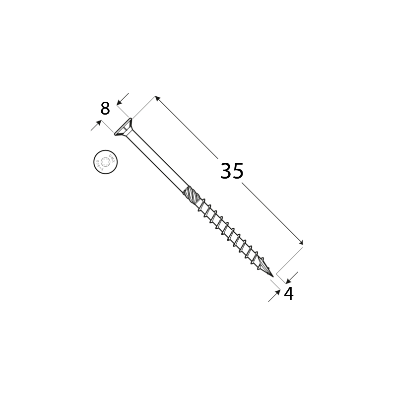 Holzbauschrauben mit Senkkopf CS - 4mm TORX, 5 kg - Zink galvanisiert DMX - 6