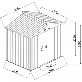 Gerätehaus Geräteschuppen Gartenhaus aus Metall - Ulmus I - 173x235x225 Grindi - 9