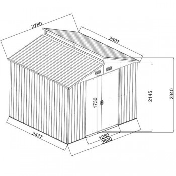 Gerätehaus Geräteschuppen Gartenhaus aus Metall - Ulmus II - 260x278x234 Grindi - 9