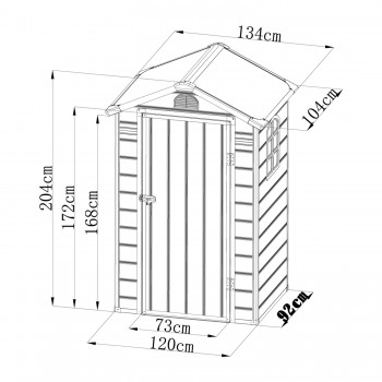Gartengeräteschuppen - Kunststoff - BELLIS I - 134x104x204 Grindi - 9