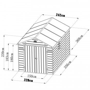 Gartengeräteschuppen - Kunststoff - BELLIS III - 242x368x239 Grindi - 10