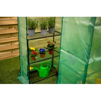Foliengewächshaus Treibhaus Pflanzenhaus mit Regal - 143x73x195 Grindi - 3
