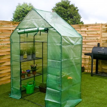 Foliengewächshaus Treibhaus Pflanzenhaus mit Regal - 143x73x195 Grindi - 2