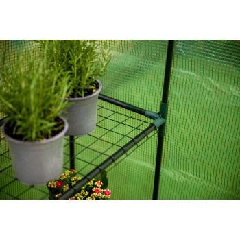 Foliengewächshaus Treibhaus Pflanzenhaus mit Regal - 143x143x195 - Grün Grindi - 5