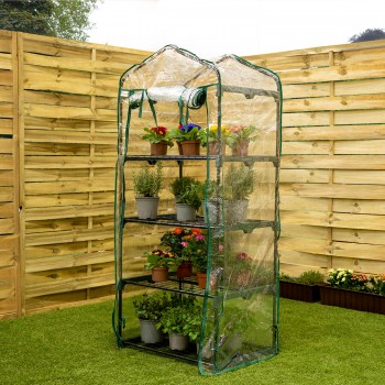 Foliengewächshaus Treibhaus Pflanzenhaus mit Regal - 70x50x158 Grindi - 3