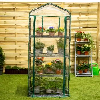 Foliengewächshaus Treibhaus Pflanzenhaus mit Regal - 70x50x158 Grindi - 2