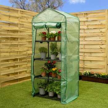 Foliengewächshaus Treibhaus Pflanzenhaus - mit 4 Gitterböden 70x50x158 Grindi - 3