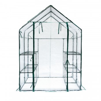 Foliengewächshaus Treibhaus Pflanzenhaus mit Regal - 143x143x195 Grindi - 6