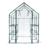 Foliengewächshaus Treibhaus Pflanzenhaus mit Regal - 143x143x195 Grindi - 6