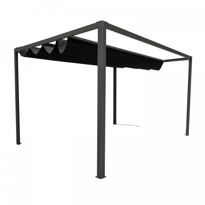 Terrassenpergola, Grau, Aluminium mit automatisches Dach + Led - Paros I 3x4m Grindi - 5