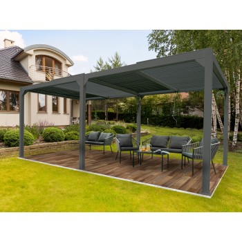 Garten Pergola Pavillon Terrassendach mit aufklappbarem Dach grau - Kea III 6x3m Grindi - 3