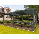 Garten Pergola Pavillon Terrassendach mit aufklappbarem Dach grau - Kea III 6x3m Grindi - 3