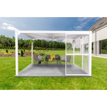Garten Pergola Pavillon Terrassendach mit aufklappbarem Dach weiss - Kea VI 4x4m Grindi - 3