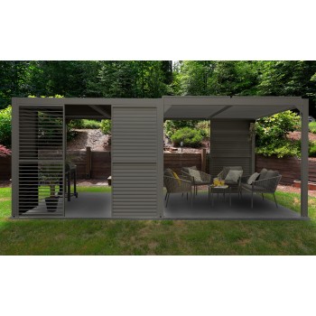 Garten Pergola Pavillon Terrassendach mit aufklappbarem Dach grau - Kea IV 6x4mm Grindi - 3