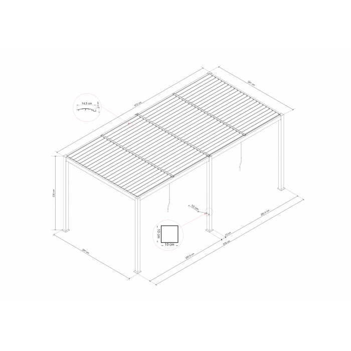 Garten Pergola Pavillon Terrassendach mit aufklappbarem Dach weiss - Kea III 6x3m Grindi - 9