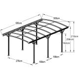 Carport Überdachung Abstellplatz Pavillon ALU 505x300x220 grau - Tilos I Grindi - 10