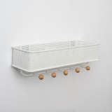 Wandkleiderbügel, Garderobenhaken mit Korb - WUO, Weiß - 320x90x95 Velano - 2