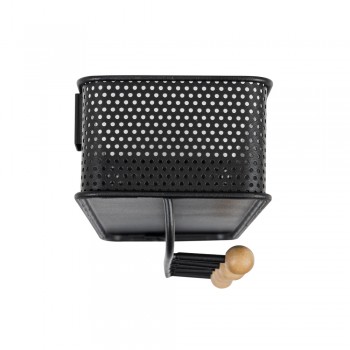 Wandkleiderbügel, Garderobenhaken mit Korb - WUO, Schwarz - 320x90x95 Velano - 4