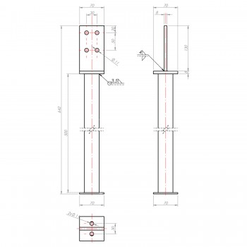 Stützenfuß Pfostenträger Pfostenanker auf dem langen Rohr - Feuerverzinkt - PSW R500 GRUNDLINE - 2