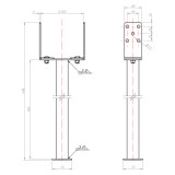 Stützenfuß Pfostenträger verstellbar auf langem Rohr - PSRU R500 GRUNDLINE - 2