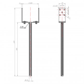 Stützenfuß Pfostenträger mit langer Stange - verstellbar - PSRU 500 GRUNDLINE - 2