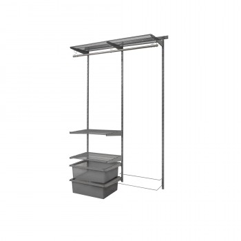 Kleiderschrank, Regalsystem, Garderobe - Grau, 200x125x42 cm - wandmontage INTEGRI - 1