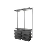 Kleiderschrank, Regalsystem, Garderobe - Grau, 200x125x42 cm - wandmontage INTEGRI - 1