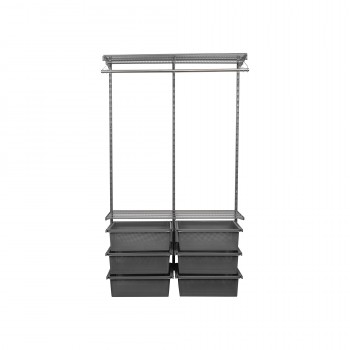 Kleiderschrank, Regalsystem, Garderobe - Grau, 200x125x42 cm - wandmontage INTEGRI - 3