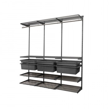 Kleiderschrank, Regalsystem, Garderobe - Grau, 200x185x42 cm - wandmontage INTEGRI - 1