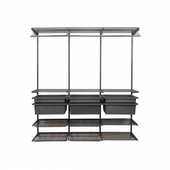 Kleiderschrank, Regalsystem, Garderobe - Grau, 200x185x42 cm - wandmontage INTEGRI - 3