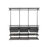 Kleiderschrank, Regalsystem, Garderobe - Grau, 200x185x42 cm - wandmontage INTEGRI - 3