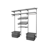 Kleiderschrank, Regalsystem, Garderobe - Grau, 200x185x42 cm - wandmontage INTEGRI - 1