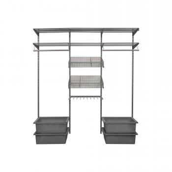 Kleiderschrank, Regalsystem, Garderobe - Grau, 200x185x42 cm - wandmontage INTEGRI - 3