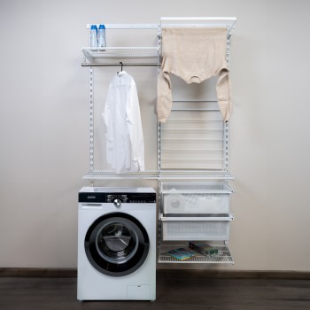 Regalsystem, Waschküche, Ordnungssystem - Weiß, 200x125x42 cm - wandmontage INTEGRI - 2