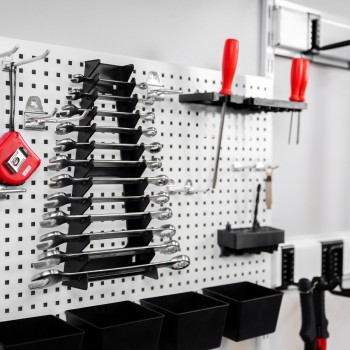 Werkzeugwand, Regalsystem, Werkzeughalter - Weiß, 200x125x42 cm - wandmontage INTEGRI - 4