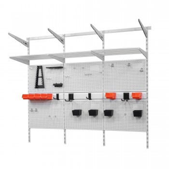 Werkzeugwand, Regalsystem, Werkzeughalter - Weiß, 150x185x42 cm - wandmontage INTEGRI - 1