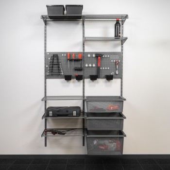 Werkzeugwand, Regalsystem, Werkzeughalter - Grau, 200x125x42 cm - wandmontage INTEGRI - 2
