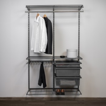 Kleiderschrank, Regalsystem, Garderobe - Grau, 200x125x42 cm - wandmontage INTEGRI - 2