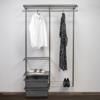 Kleiderschrank, Regalsystem, Garderobe - Grau, 200x125x42 cm - wandmontage INTEGRI - 2