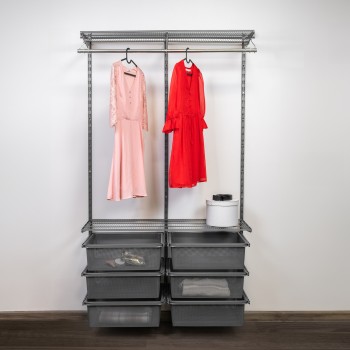 Kleiderschrank, Regalsystem, Garderobe - Grau, 200x125x42 cm - wandmontage INTEGRI - 2