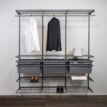 Kleiderschrank, Regalsystem, Garderobe - Grau, 200x185x42 cm - wandmontage INTEGRI - 2