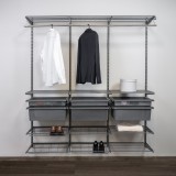 Kleiderschrank, Regalsystem, Garderobe - Grau, 200x185x42 cm - wandmontage INTEGRI - 2