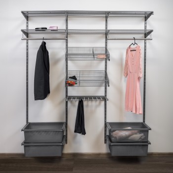 Kleiderschrank, Regalsystem, Garderobe - Grau, 200x185x42 cm - wandmontage INTEGRI - 2